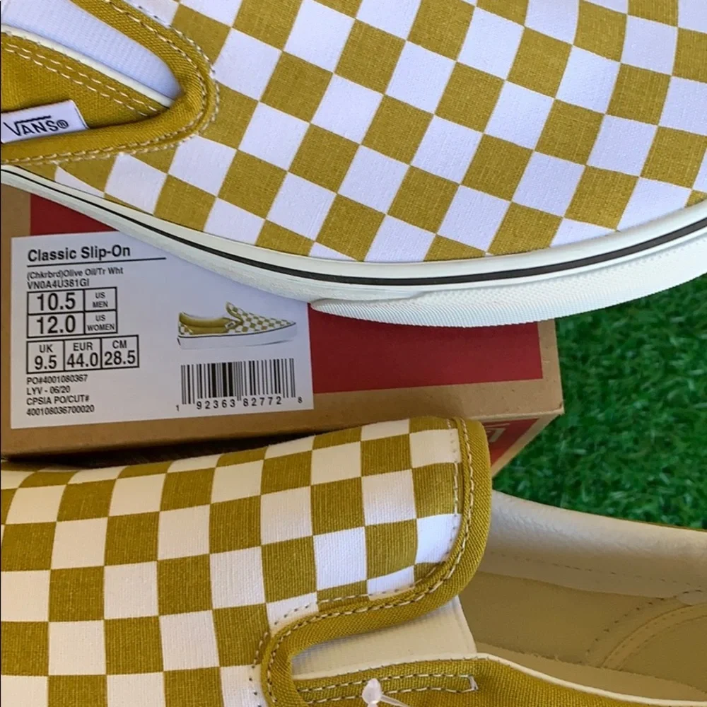 VANS CLASSIC SLIP ON CHECKERBOARD OLIVE OIL MEN’S
